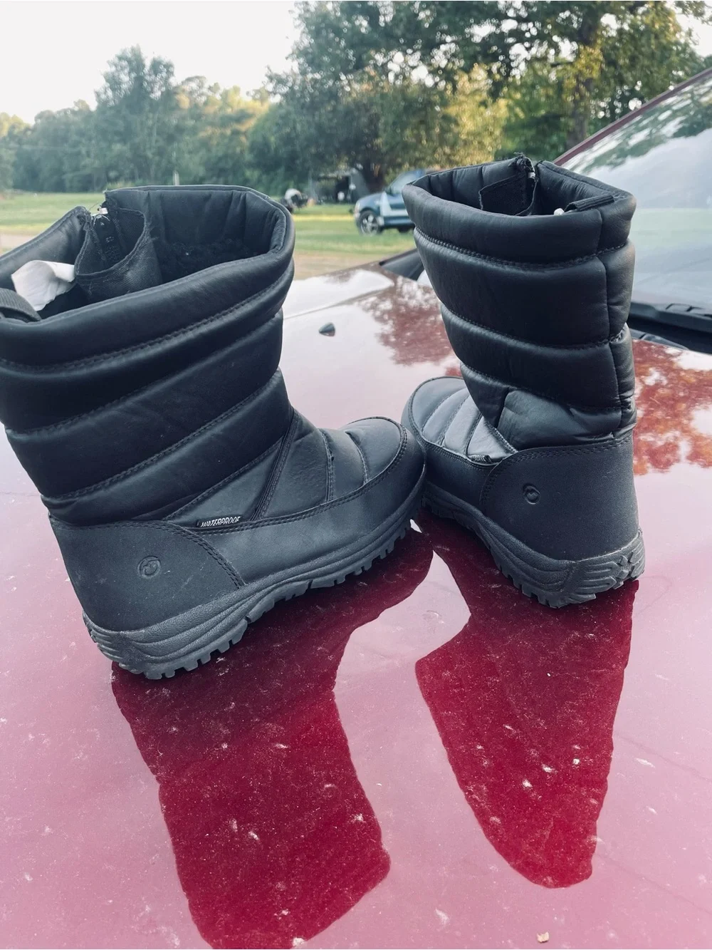 Black Quilted Winter Snow Boots